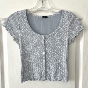 Brandy Melville Blue Floral Zelly Top